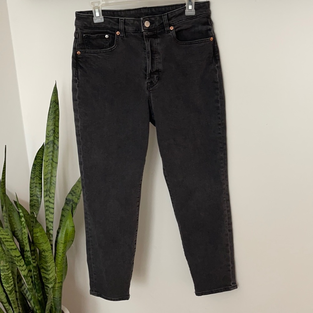 H&M Mom Jeans, Black, Size 10